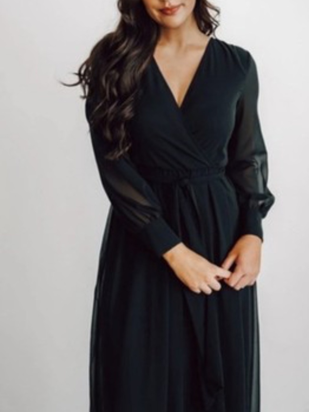 Baltic Born Black Wrap Maxi Dress with Long Sleeves - Picture 7 of 7